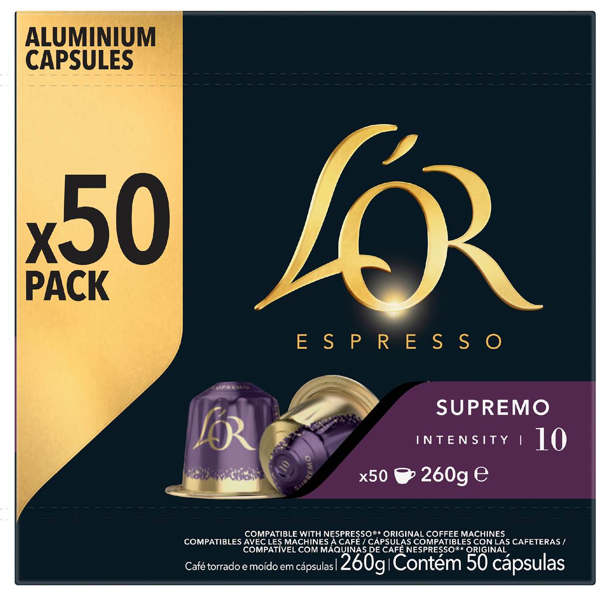 L'Or Espresso Supremo Intensity 10 Coffee Pods 50 pack