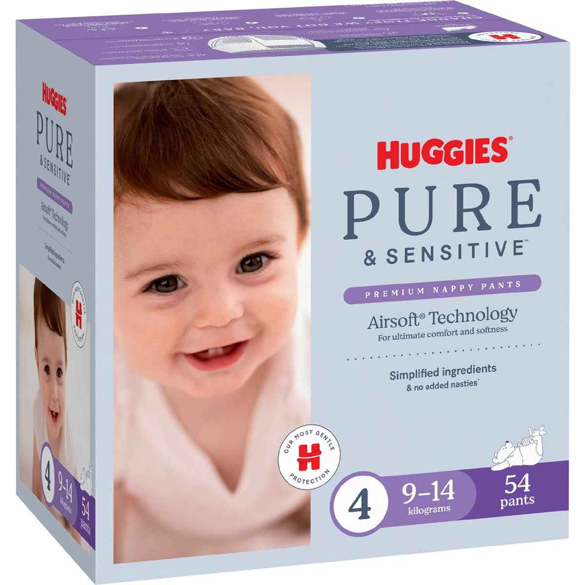 Huggies Pure & Sensitive Nappy Pants Size 4 (9-14kg) 54 pack