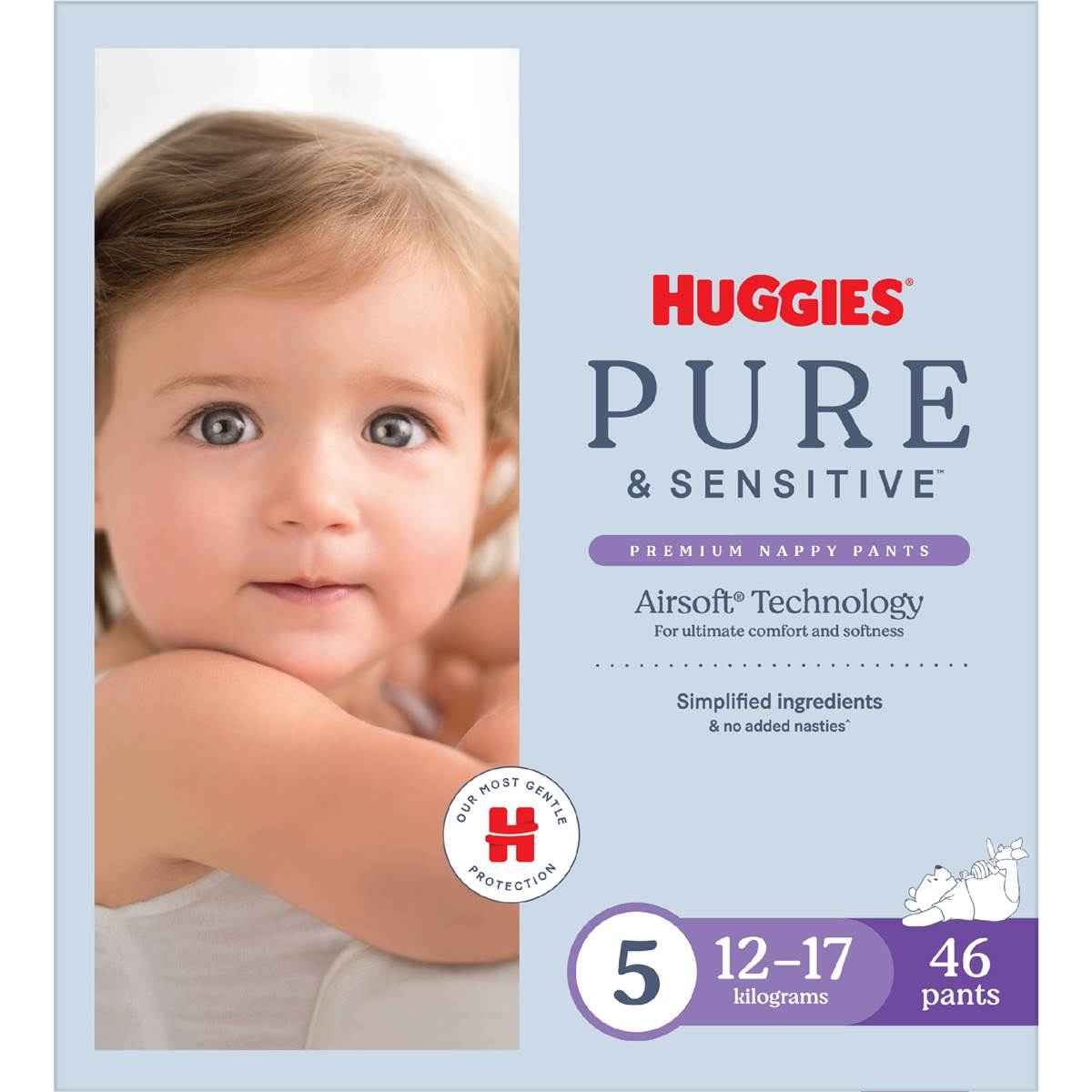Huggies Pure & Sensitive Nappy Pants Size 5 (12-17kg) 46 pack