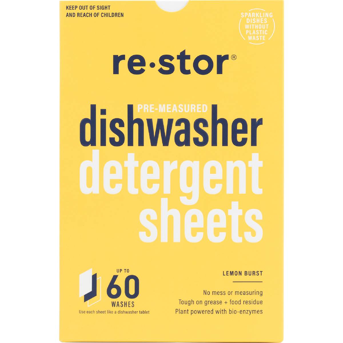Restor Dishwasher Detergent Sheets Lemon Burst 60 pack