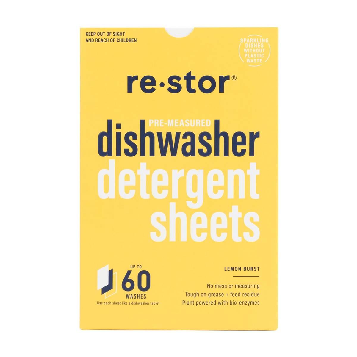 Restor Dishwasher Detergent Sheets Lemon Burst 60 pack