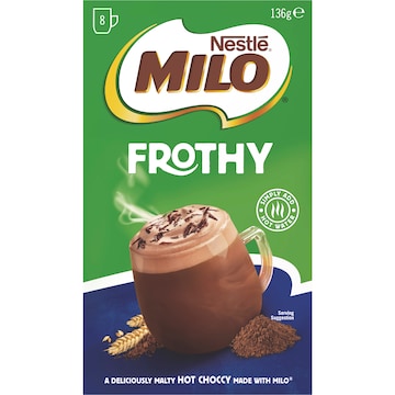 Milo Frothy Instant Hot Chocolate Sachets 8 pack