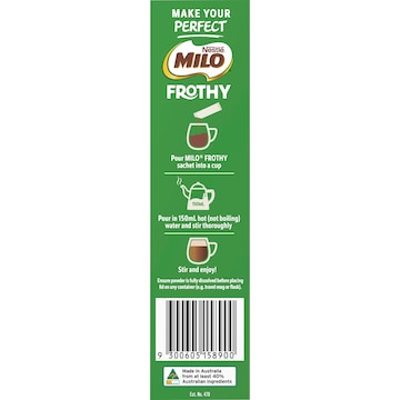 Milo Frothy Instant Hot Chocolate Sachets 8 pack
