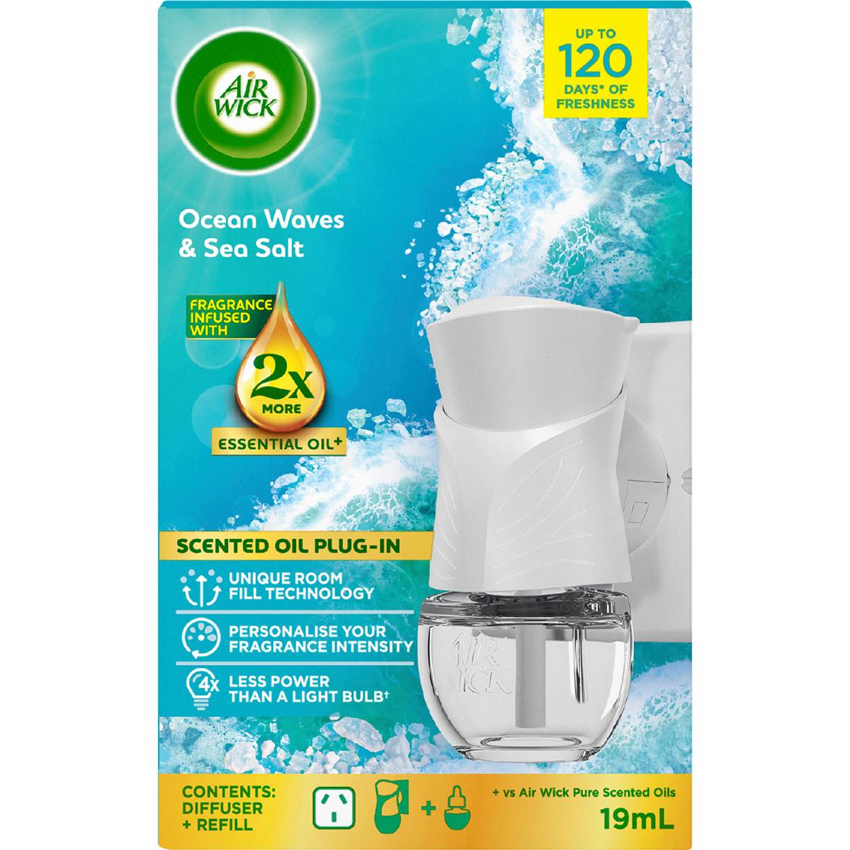 Air Wick 2x Essential Oil Ocean Waves & Sea Salt Plug In Diffuser 19mL