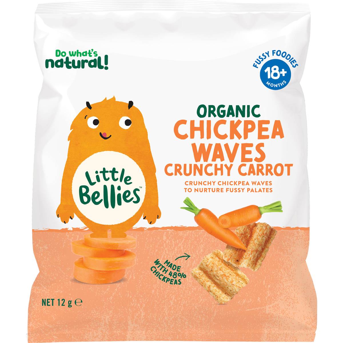Little Bellies Organic Chickpea Waves Chips Crunchy Carrot 12g