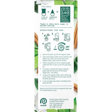 Botanica Plug In Diffuser Jasmine & Sri Lankan Cinnamon Leaf 22mL