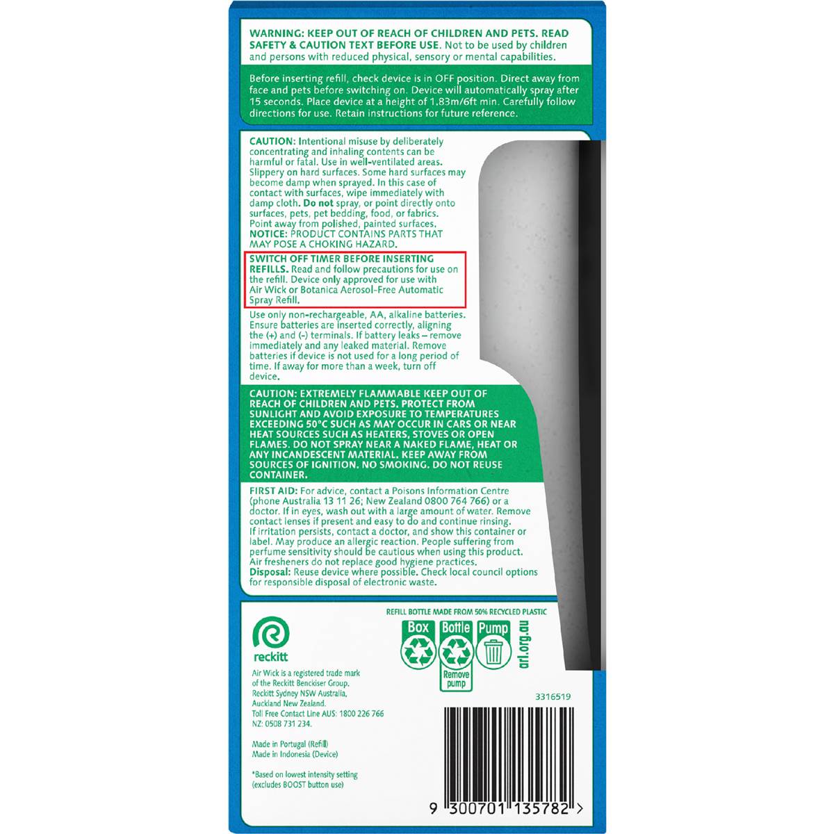 Air Wick 2x Essential Oil Auto Air Freshener Linen & White Orchid 228mL