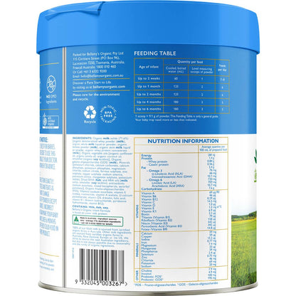 Bellamy's Organic Infant Formula Stage 1 (0-6m) 800g