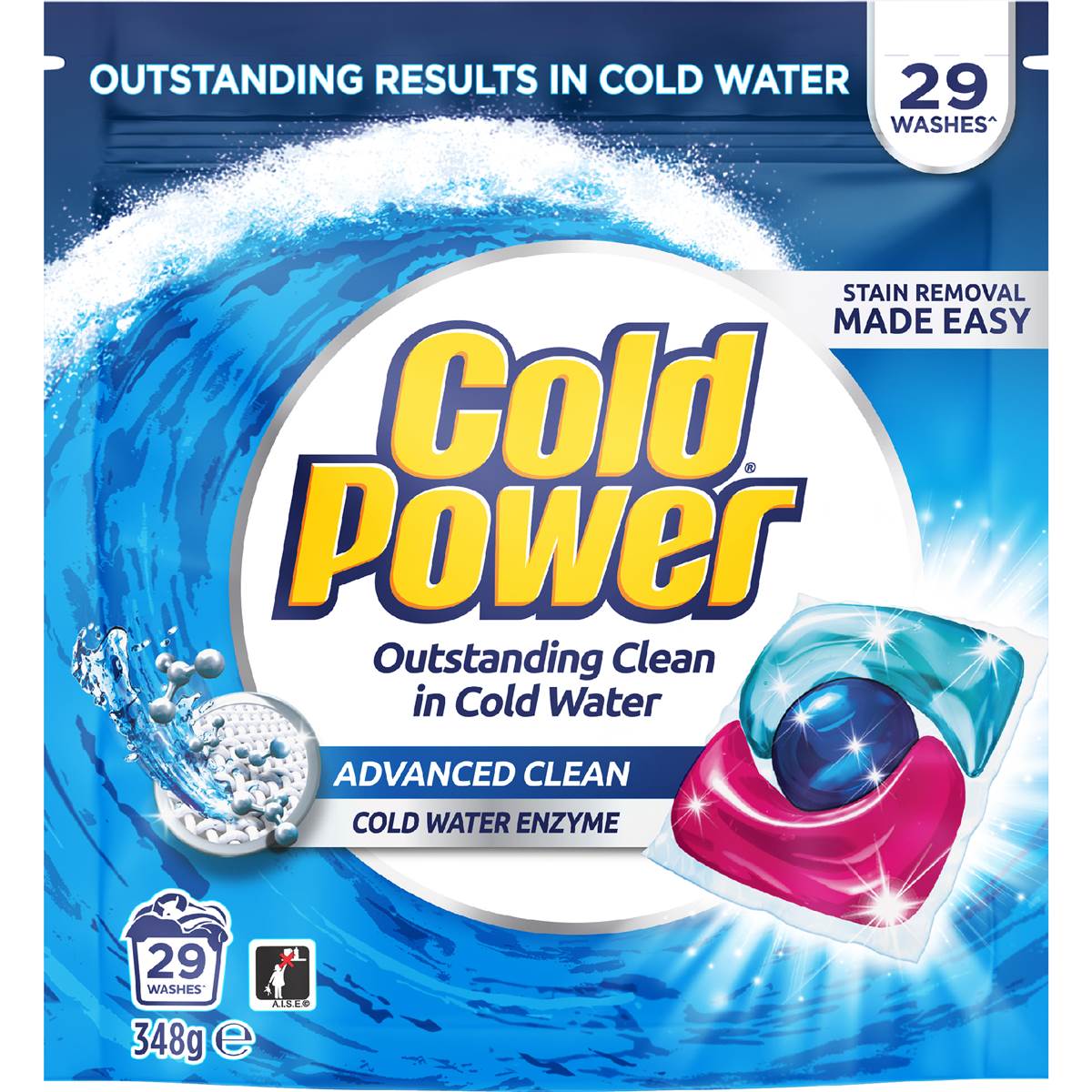 Cold Power Laundry Capsules Advanced Clean 29 pack