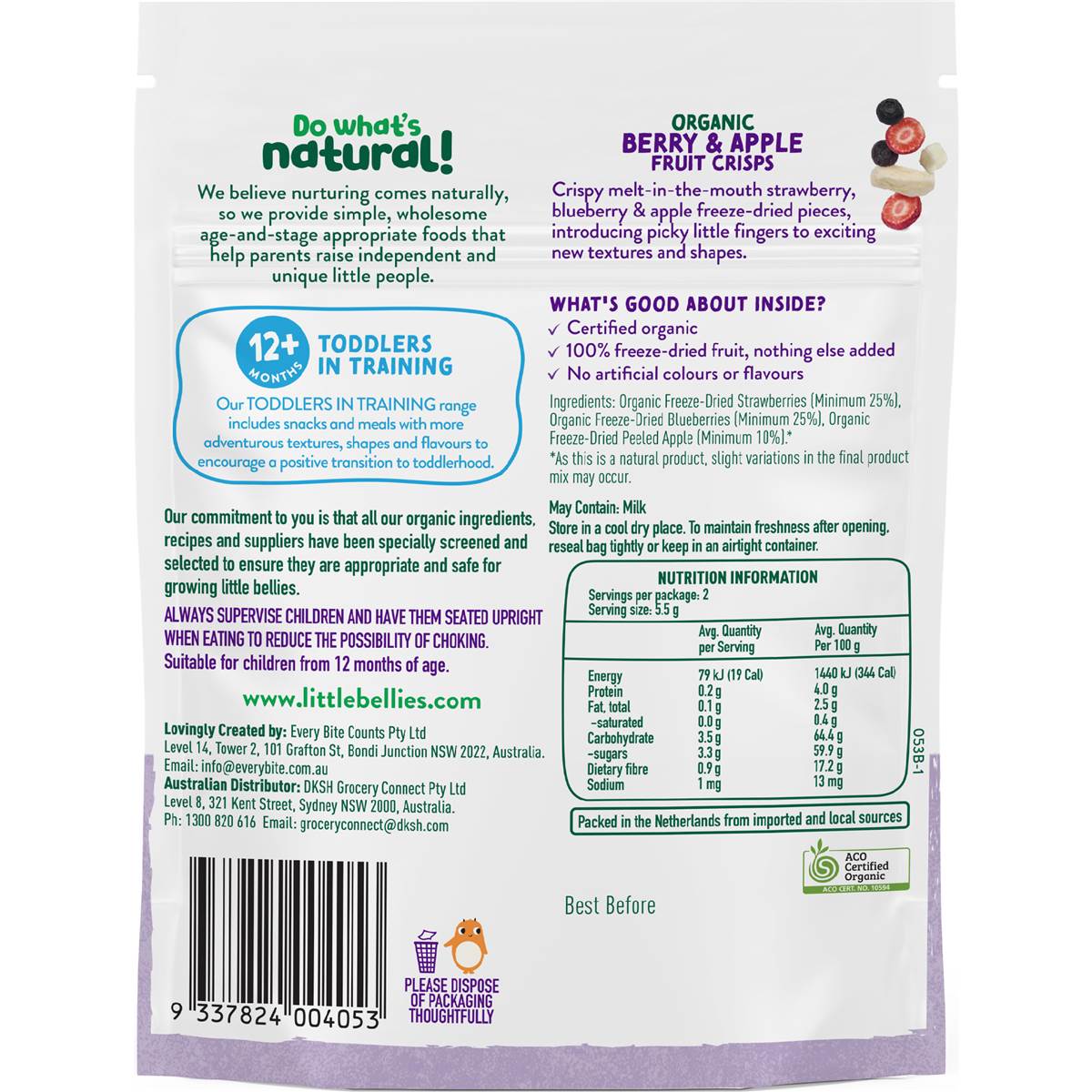 Little Bellies Organic Fruit Crisps Berry & Apple 11g