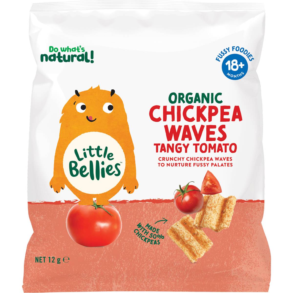 Little Bellies Organic Chickpea Waves Chips Tangy Tomato 12g