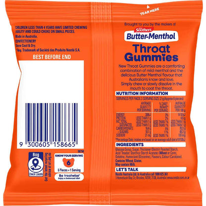 Soothers Butter Menthol Throat Gummies 70g