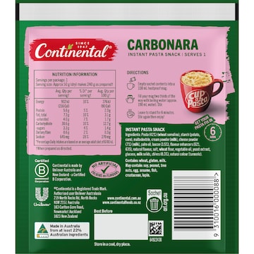 Continental Cup A Pasta Carbonara 50g