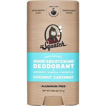 Dr Squatch Odor Squatching Roll On Deodorant Coconut Castaway 75g