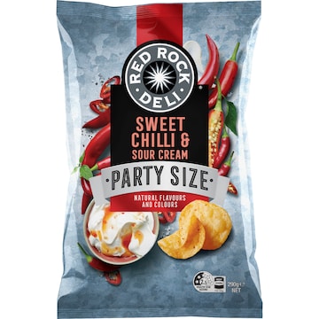 Red Rock Deli Potato Chips Party Bag Sweet Chilli & Sour Cream 290g