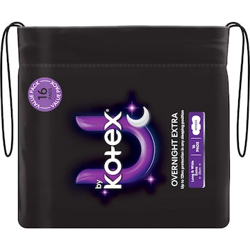 U by Kotex Overnight Extra Pads Long With Wings 16 pack