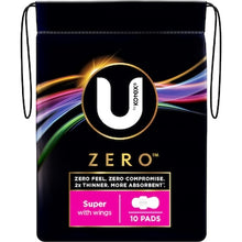 U by Kotex Zero Pads Super With Wings 10 pack