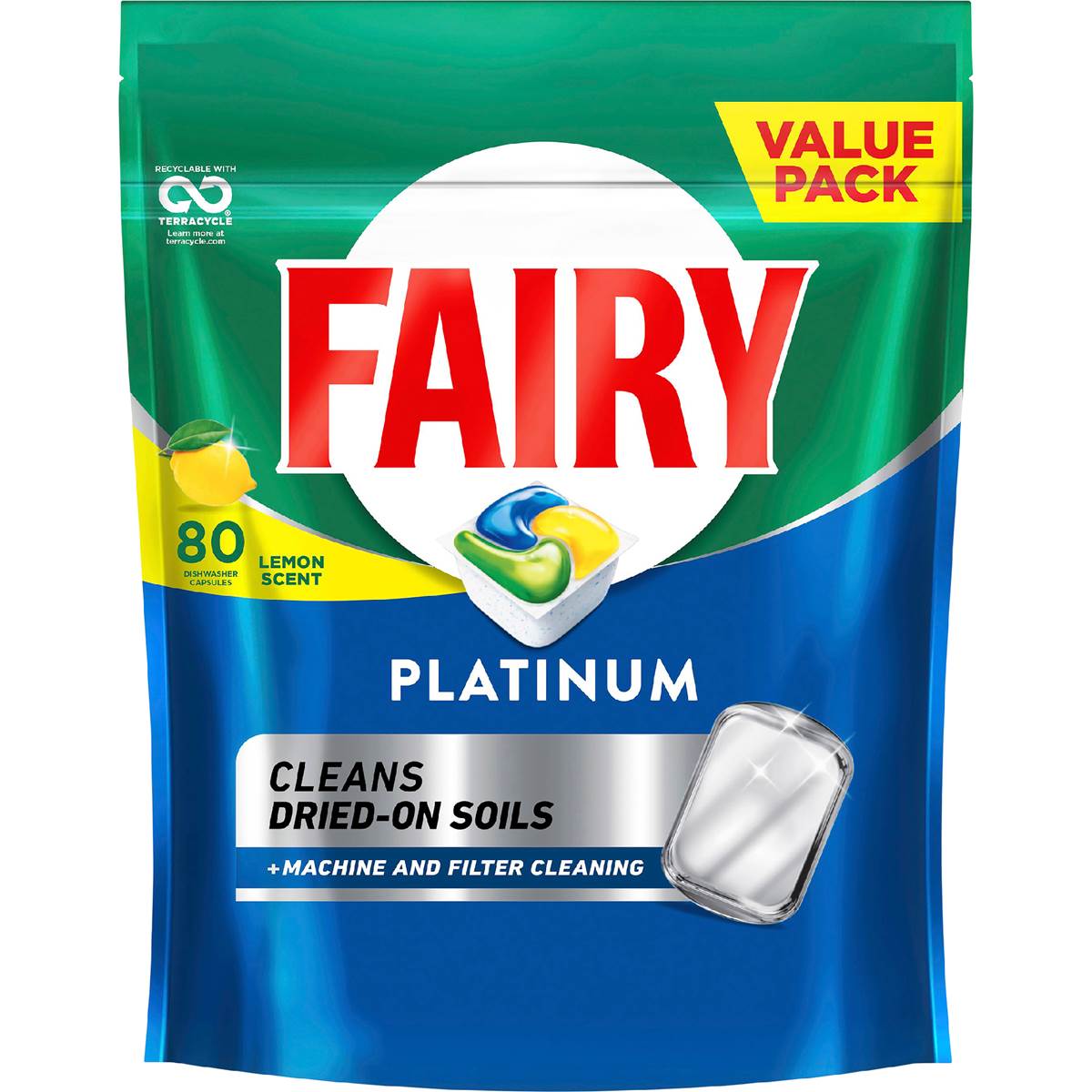 Fairy Platinum Dishwasher Tablets Lemon Scent 80 pack