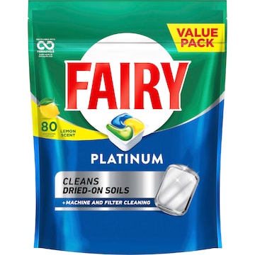Fairy Platinum Dishwasher Tablets Lemon Scent 80 pack