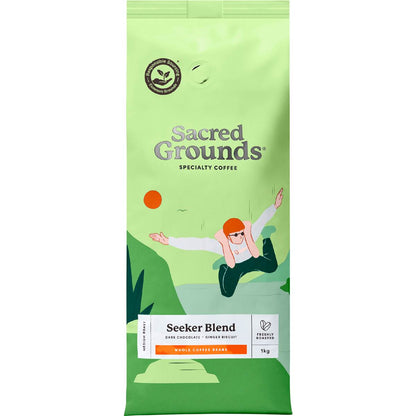 Sacred Grounds Seeker Blend Whole Coffee Beans 1kg