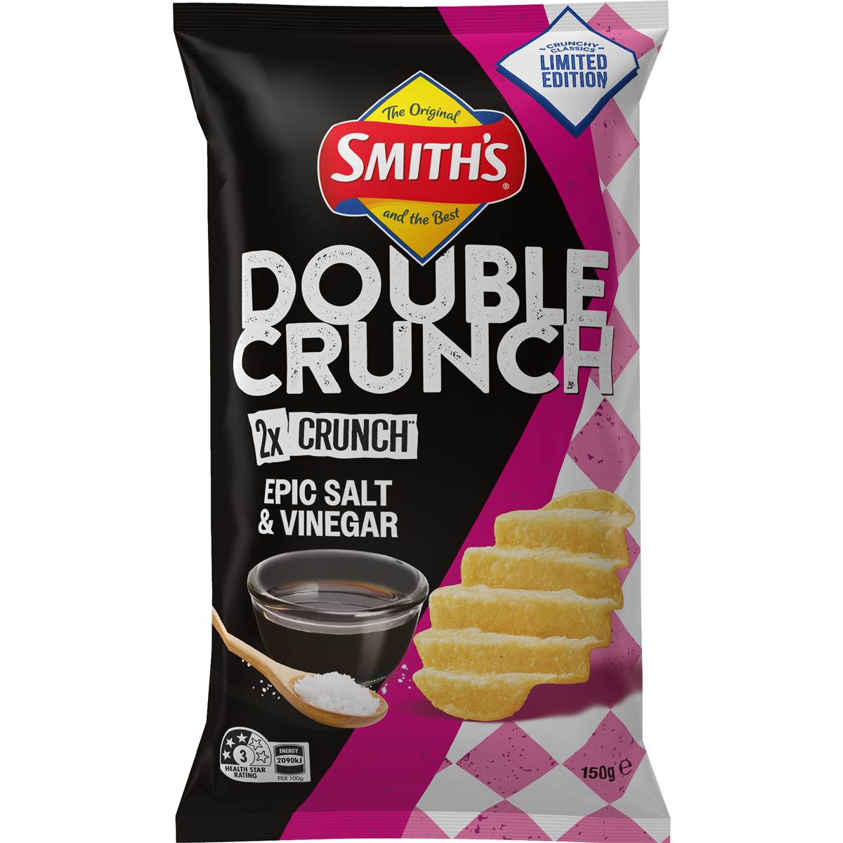 Smith's Double Crunch Epic Salt & Vinegar 150g