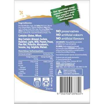 Rafferty's Garden Happy Tummies Blueberry Puffed Rice Bars 6 pack