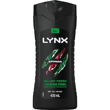 Lynx 3 In 1 Body Face Hair Wash Africa 400mL