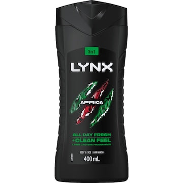 Lynx 3 In 1 Body Face Hair Wash Africa 400mL