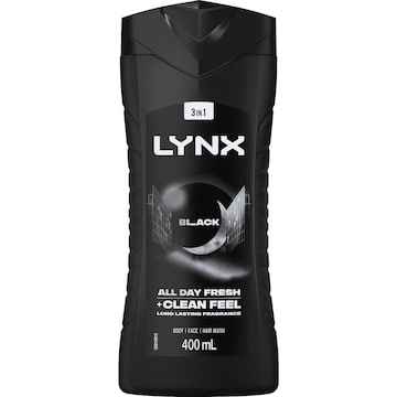 Lynx 3 In 1 Body Face Hair Wash Black 400mL