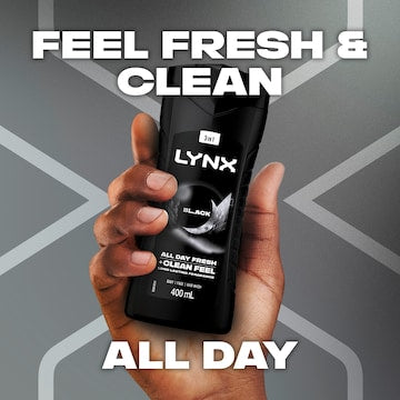 Lynx 3 In 1 Body Face Hair Wash Black 400mL