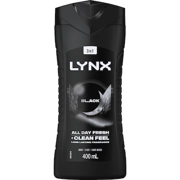 Lynx 3 In 1 Body Face Hair Wash Black 400mL