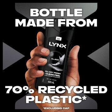 Lynx 3 In 1 Body Face Hair Wash Black 400mL