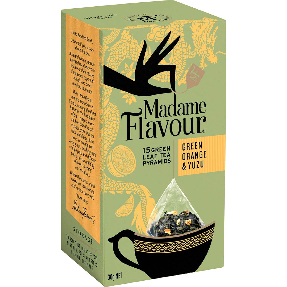 Madame Flavour Green Orange & Yuzu Tea Bags 15 pack