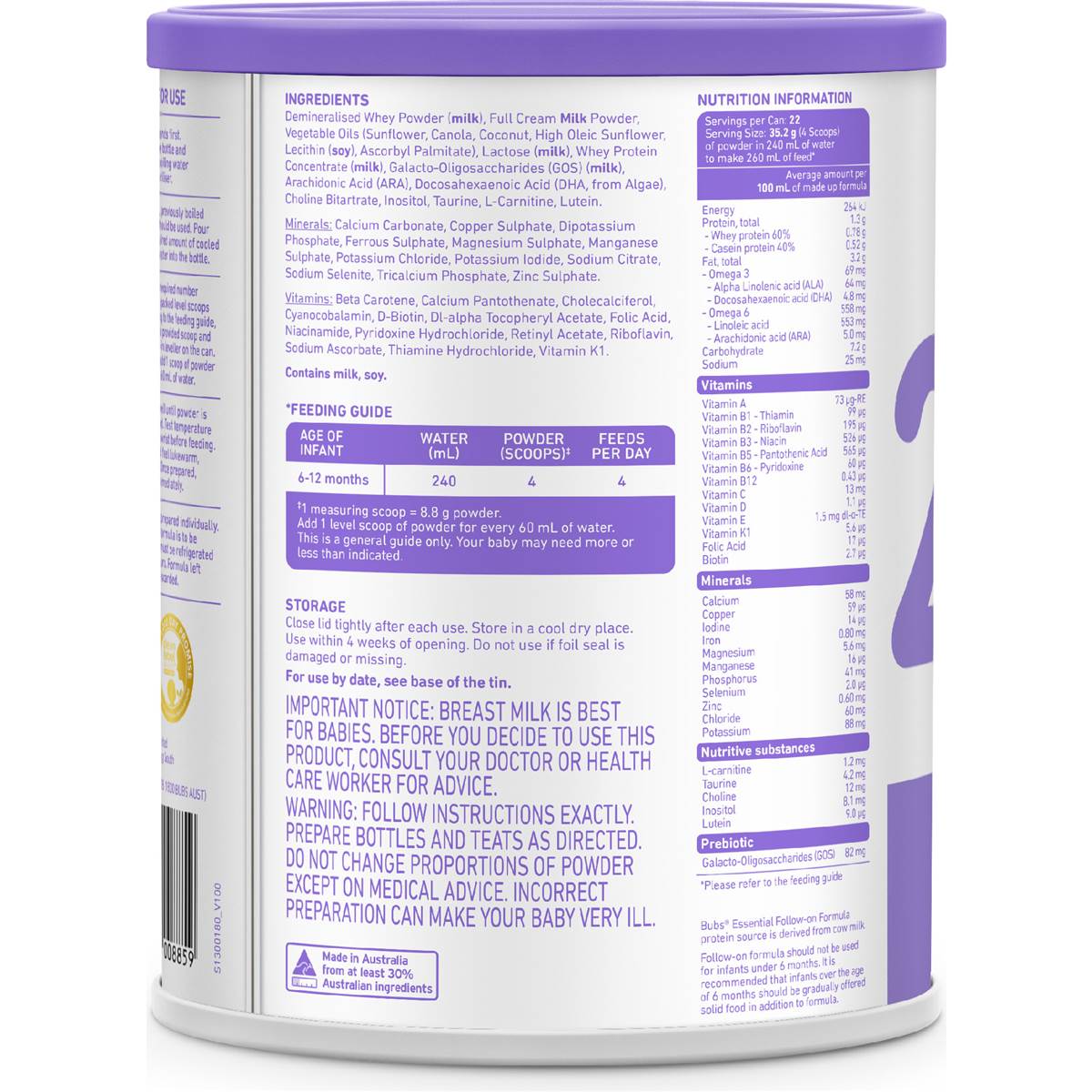 Bubs Essential Follow-On Formula Stage 2 800g