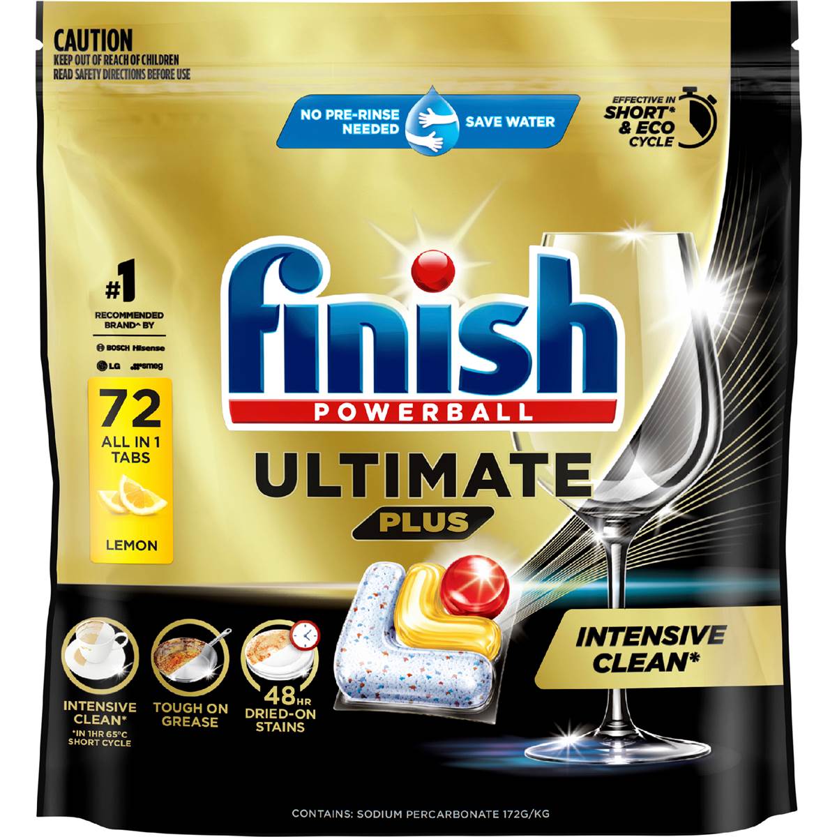 Finish Ultimate Plus Dishwashing Tablets Lemon 72 pack