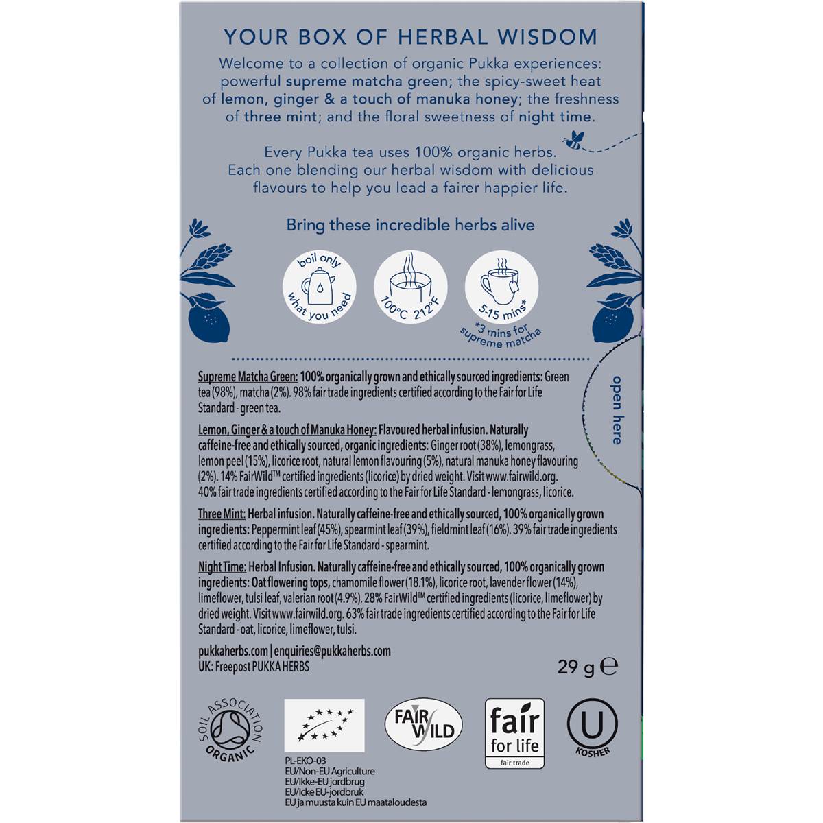 Pukka Herbal Collection Organic Tea Satchets 20 pack