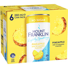 Mount Franklin Sparkling Water Cans Pineapple 250mL x 6 pack