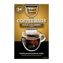 Robert Timms Coffee Bags Gold Colombia Style 24 pack