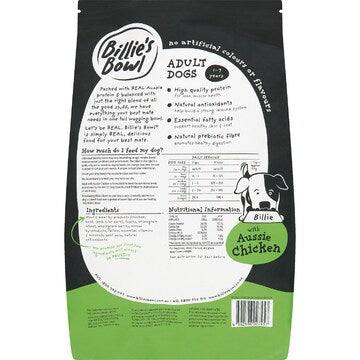 Billie's Bowl Adult Dry Dog Food With Aussie Chicken 3kg