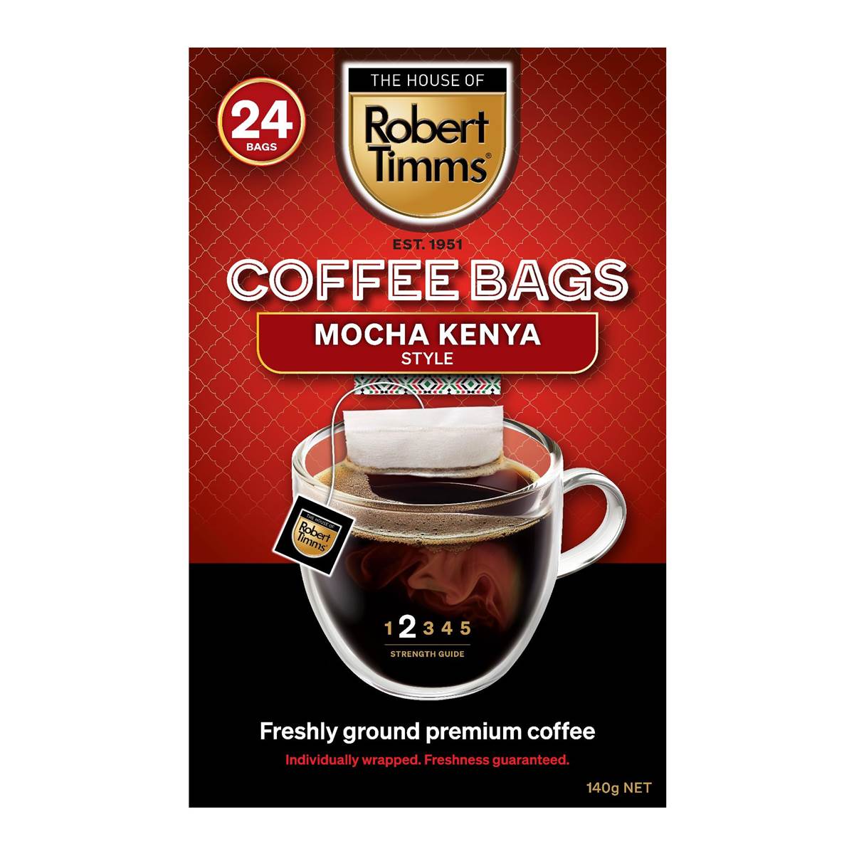 Robert Timms Coffee Bags Mocha Kenya Style 24 pack