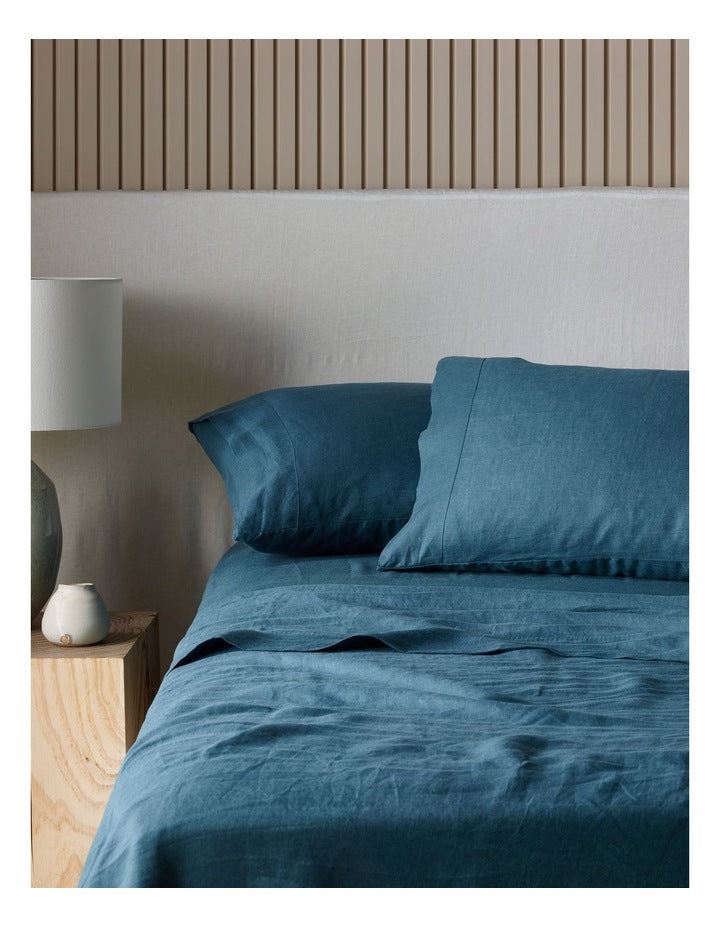 Sandy Cape Washed Belgian Linen Sheet Set in Seaglass