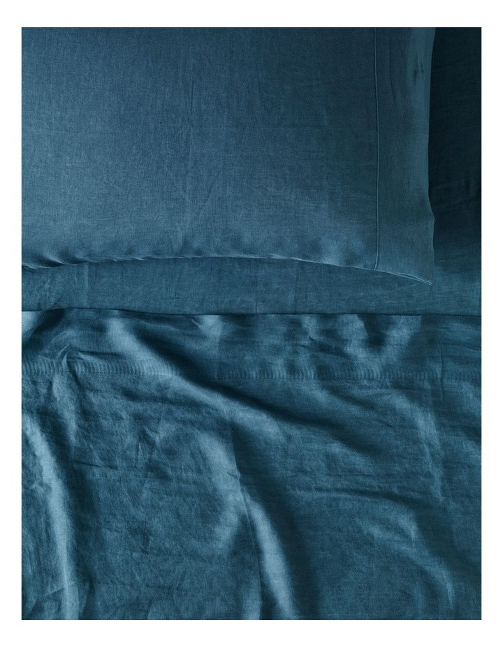 Sandy Cape Washed Belgian Linen Sheet Set in Seaglass