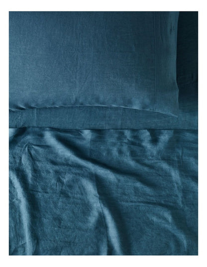 Sandy Cape Washed Belgian Linen Sheet Set in Seaglass