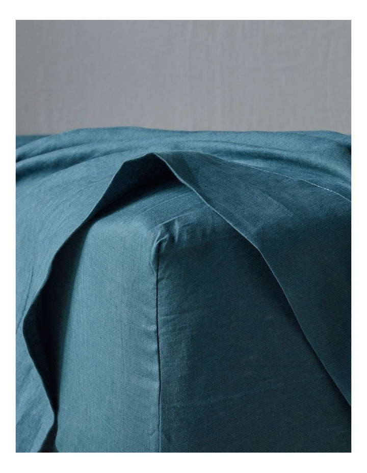 Sandy Cape Washed Belgian Linen Sheet Set in Seaglass