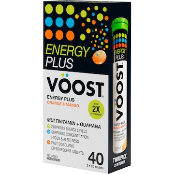 VOOST Energy Plus Effervescent Tablets Orange & Mango 40 pack