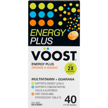 VOOST Energy Plus Effervescent Tablets Orange & Mango 40 pack