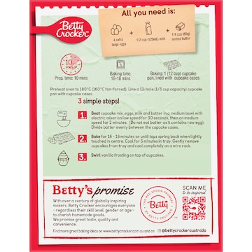 Betty Crocker Bake Smart Gluten Free Vanilla Cupcake Mix 450g