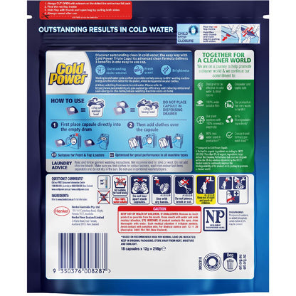 Cold Power Laundry Capsules Advanced Clean 18 pack