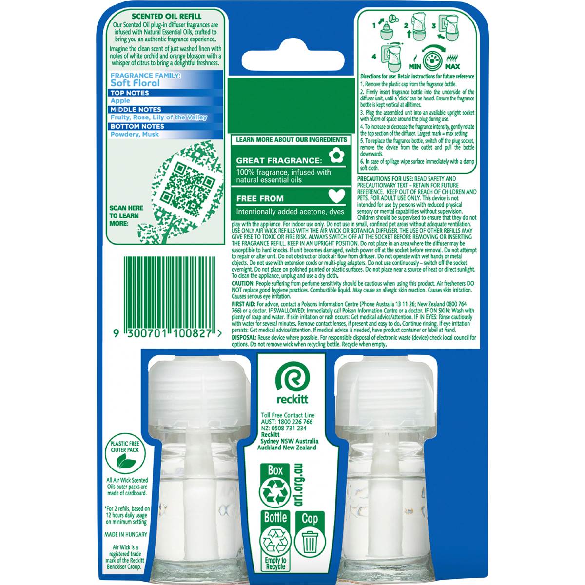 Air Wick 2x Essential Oil Ocean Waves & Sea Salt Plug In Refill 19mL x 2 pack
