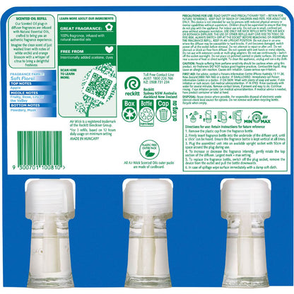 Air Wick 2x Essential Oil Linen & White Orchid Plug In Refill 19mL x 3 pack